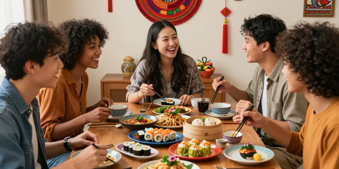 Explore Asian culture and cuisine at https://hanadultalk.com with friends enjoying vibrant dishes together.