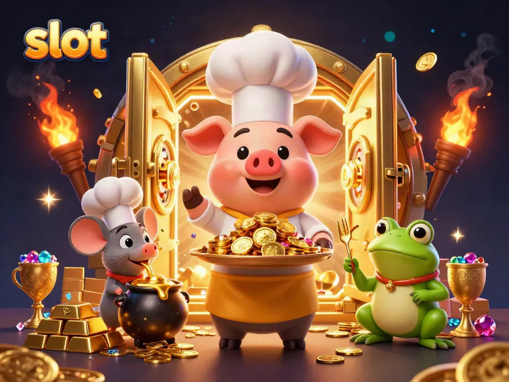 Engage with thrilling slot action featuring gold coins, character interactions, and vibrant casino elements.