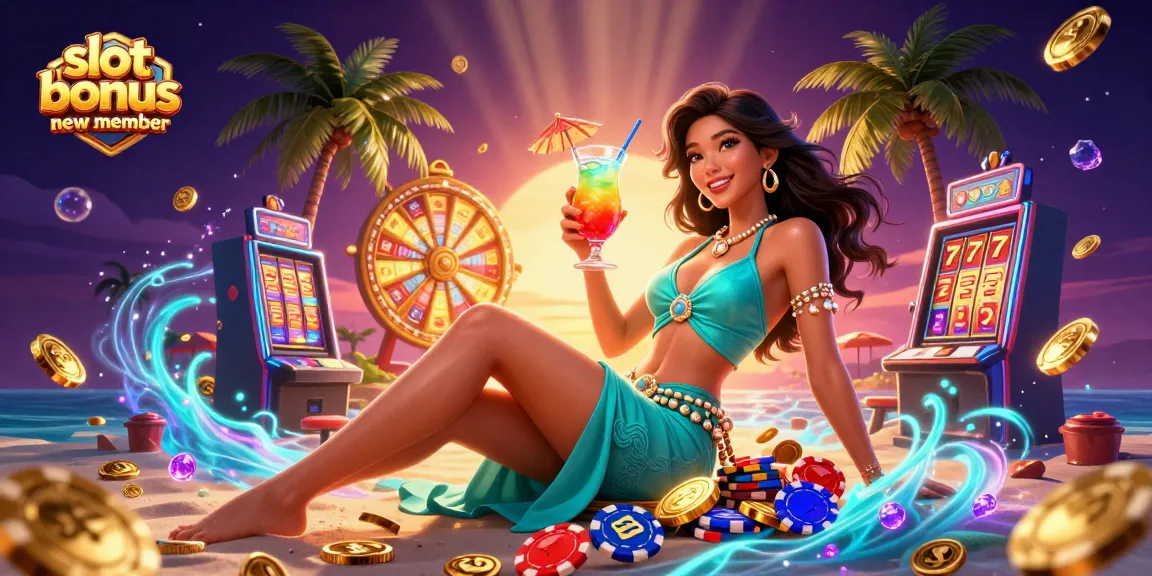Claim the slot bonus new member in a vibrant casino scene with dynamic elements.