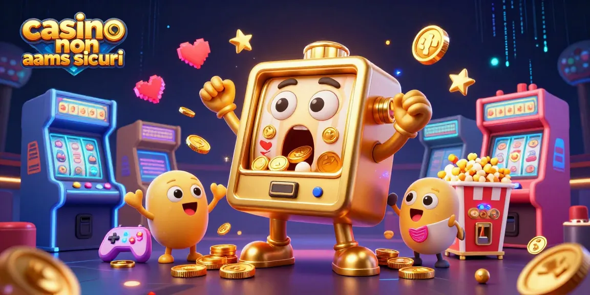 Scopri i migliori casinò non AAMS sicuri mentre una slot machine dorata vince un jackpot con una pioggia di monete.