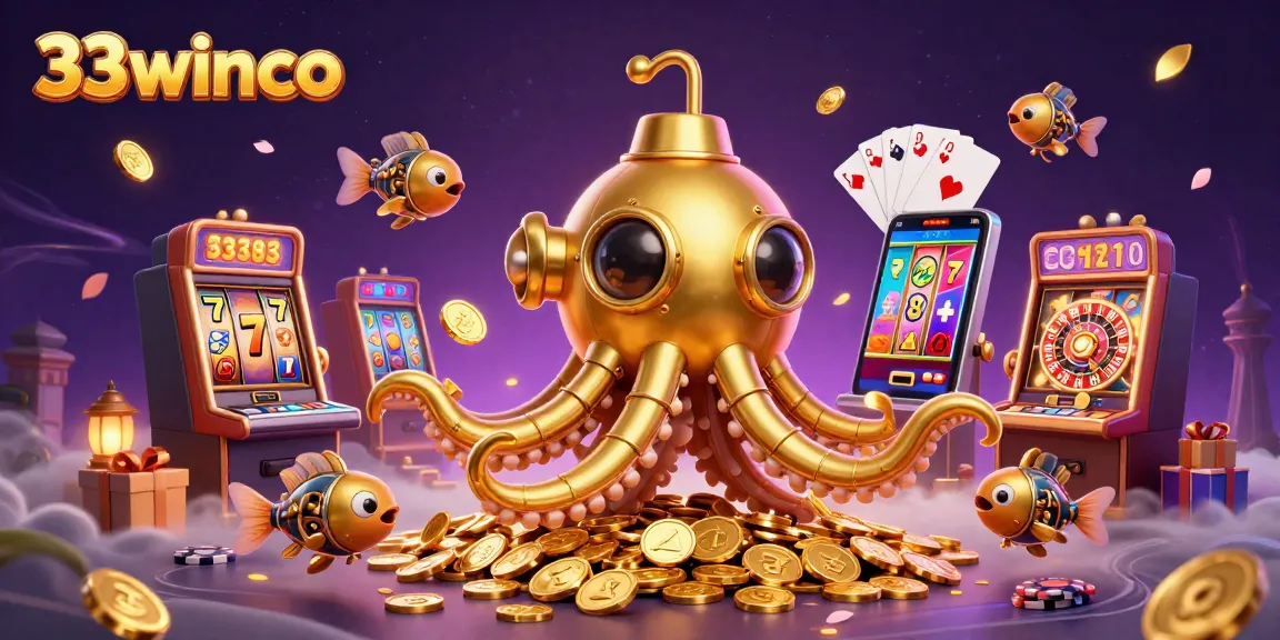 33winco players enjoying a dynamic casino experience with golden coins and colorful slot games.