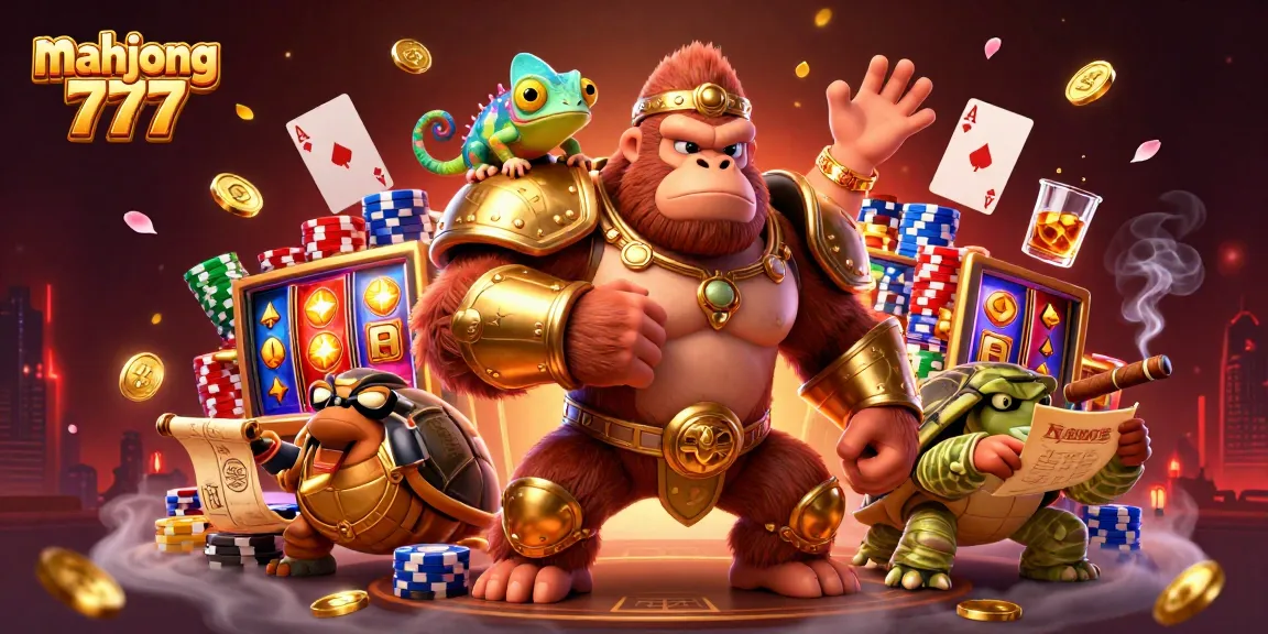 Experience mahjong 777 in a vibrant casino scene filled with slot reels, jackpots, and engaging characters.
