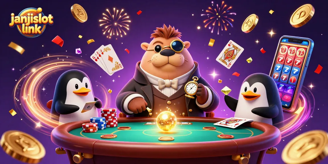 Win big with janjislot link at the underwater poker table featuring playful characters and casino excitement.